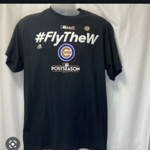 NWT, Majestic, Chicago Cubs "Fly The W" 2017 Pistseason black shirt.